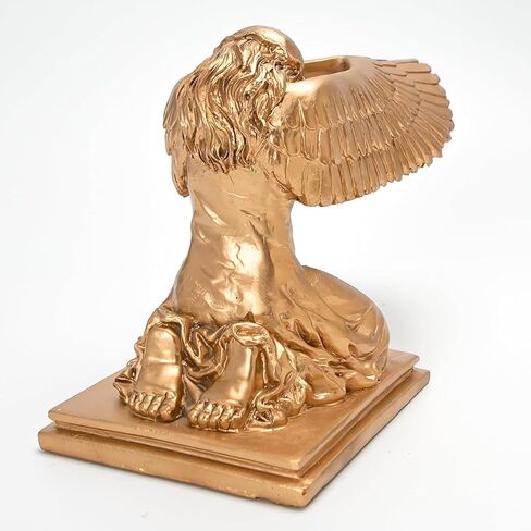 تمثال ملاك تابوت الركوع قطعتين من تمثال الراتنج المزخرف بأجنحة الصلاة منحوتة سطح المكتب لدعائم الأفلام الداخلية 9.4 بوصة ذهبي in Kuwait