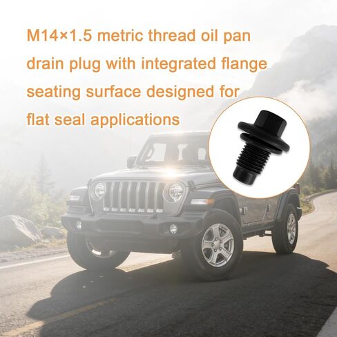 2-حزمة M14 × 1.5 سدادة تصريف وعاء الزيت ذات الحافة المتوافقة مع موديلات جيب رانجلر، بديل لمسمار تصريف الزيت 6506214AA لمحركات 4.0 لتر، يستبدل 090-115 090-938CD 65324 653116US 1013938 6507741AA in Kuwait