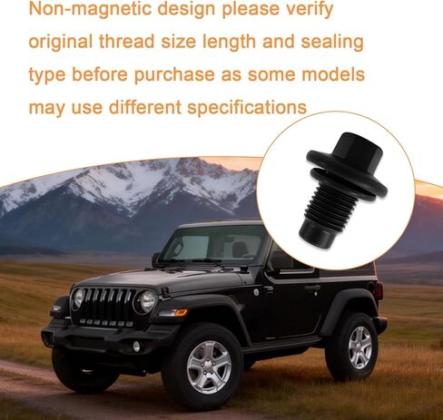 2-حزمة M14 × 1.5 سدادة تصريف وعاء الزيت ذات الحافة المتوافقة مع موديلات جيب رانجلر، بديل لمسمار تصريف الزيت 6506214AA لمحركات 4.0 لتر، يستبدل 090-115 090-938CD 65324 653116US 1013938 6507741AA in Kuwait