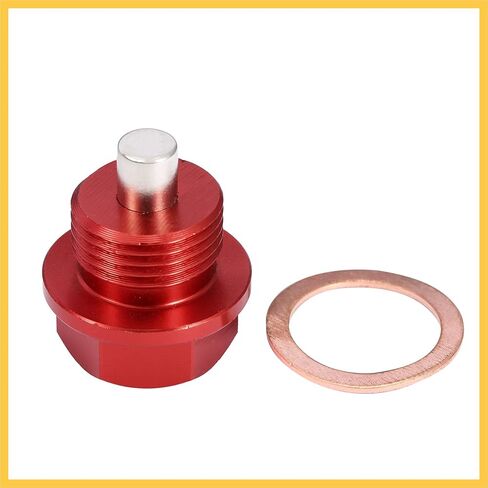 2 مجموعة M18x1.5 قابس تصريف الزيت المغناطيسي من سبائك الألومنيوم حوض تصريف زيت الجوز مع 2 غسالة لسيارة دراجة نارية قطع غيار السيارات الحمراء in Saudi Arabia
