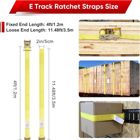 أشرطة سقاطة E-Track - 8 عبوات، قوة كسر 4,400 رطل، 2 × 12 قدم، أشرطة ETrack شديدة التحمل مع نهاية ثابتة 4 أقدام وتركيبات زنبركية E، ملحقات مسار E أصفر، أشرطة شحن in Saudi Arabia