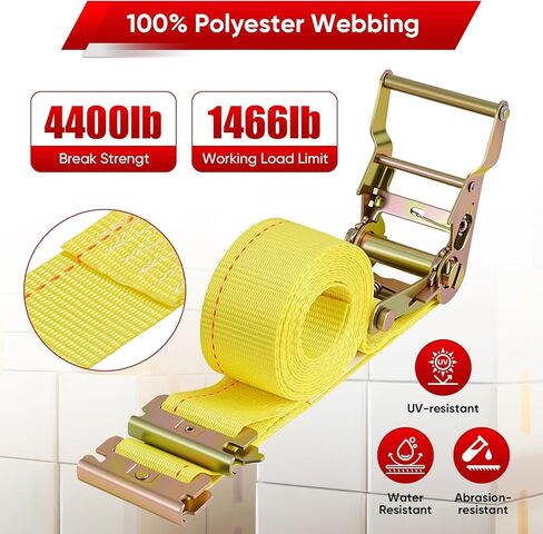 أشرطة سقاطة E-Track - 8 عبوات، قوة كسر 4,400 رطل، 2 × 12 قدم، أشرطة ETrack شديدة التحمل مع نهاية ثابتة 4 أقدام وتركيبات زنبركية E، ملحقات مسار E أصفر، أشرطة شحن in Saudi Arabia
