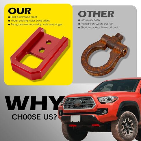 خطافات سحب أمامية لسيارة Toyota Tacoma 2024-2026/4Runner 2025-2026/Land Cruiser 250 2024-2025، خطافات سحب حمراء شديدة التحمل من الألومنيوم للطرق الوعرة ملحقات Toyota Tacoma، قطعتان in Kuwait