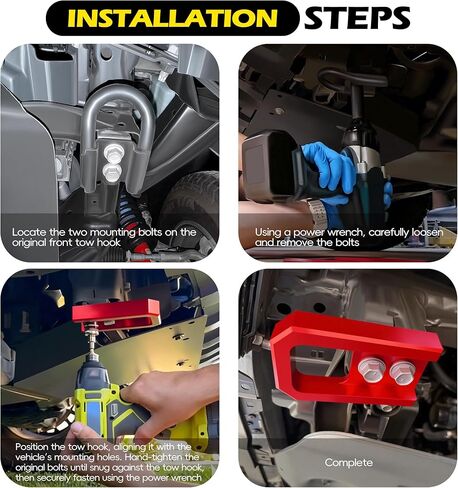 خطافات سحب أمامية لسيارة Toyota Tacoma 2024-2026/4Runner 2025-2026/Land Cruiser 250 2024-2025، خطافات سحب حمراء شديدة التحمل من الألومنيوم للطرق الوعرة ملحقات Toyota Tacoma، قطعتان in Kuwait