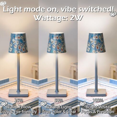 Mahjong Table Lamps,Cordless Small Lamp 3 Colors Smooth Dimming Mahjong Gift for Lovers for Home/Bedroom/Dinner/Desk/Cafe/Dining Room in Saudi Arabia
