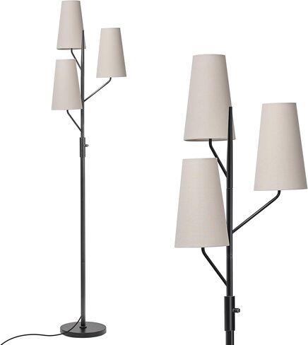 Farmhouse Floor Lamp for Living Room, 70" Tall 3-Light Tree Standing Lamp with Black Pole, Industrial Rustic Floor Lamps for Bedroom, Office and Reading Corner (Bulb Not Included) in Saudi Arabia