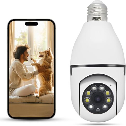 Security Cameras Wireless Outdoor, Home Security Camera 355 Degree Panoramic, Motion Detection and Alarm, 24/7 Recording, Color Night Vision, Two-way Audio Dual lens Camera for Home Security in Saudi Arabia