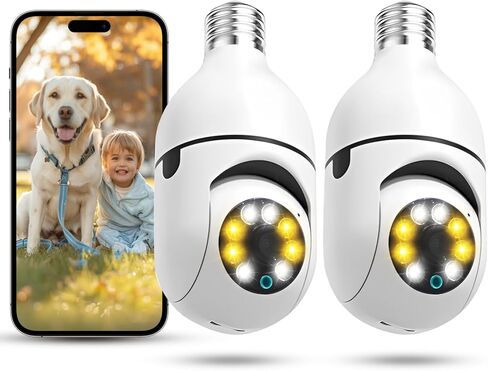 Security Cameras Wireless Outdoor, Home Security Camera 355 Degree Panoramic, Motion Detection and Alarm, 24/7 Recording, Color Night Vision, Two-way Audio Dual lens Camera for Home Security in Saudi Arabia