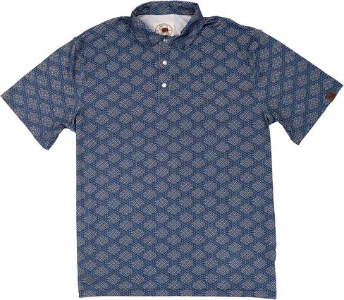 قميص بولو Lazy J Ranch Wear للرجال ذو أداء مطبوع - أزرق داكن مع أزرار كبس لؤلؤية - قمصان جولف للرجال، ملحقات الجولف in Saudi Arabia