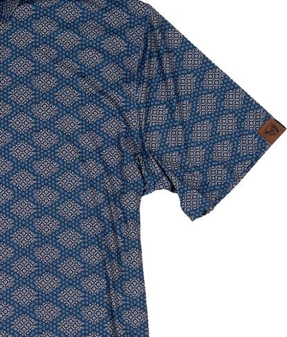 قميص بولو Lazy J Ranch Wear للرجال ذو أداء مطبوع - أزرق داكن مع أزرار كبس لؤلؤية - قمصان جولف للرجال، ملحقات الجولف in Saudi Arabia