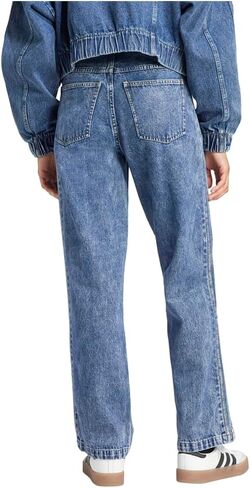 adidas Womens Premium Essentials Denim Straight Leg Pants Casual Pants Casual - Blue in Saudi Arabia