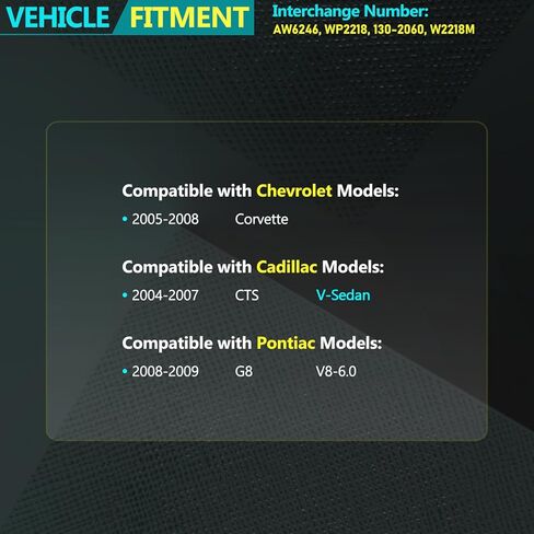 مضخة مياه Maxfavor AW6246 متوافقة مع Chevy Corvette 2005-2008 لسيارة Cadillac CTS V-Sedan 2004-2007 لـ Pontiac G8 V8 6.0L 2008-2009 استبدال 12681180 WP2218 in Kuwait