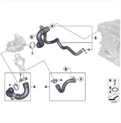 ربط قفل أنبوب التبريد مضخة مياه إلى الاسطوانة أنبوب تي شيرت 11537639997 11537603512 لسيارات BMW N20/1234 Series X1 f20 f35 e84 in Saudi Arabia