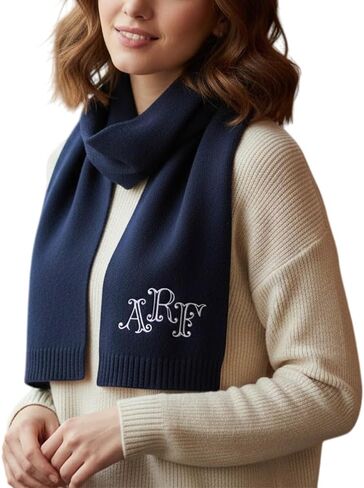Embroidered Knit Scarf for Women Personalized Monogram Winter Accessories, Idea Gift for Loved Ones in Kuwait