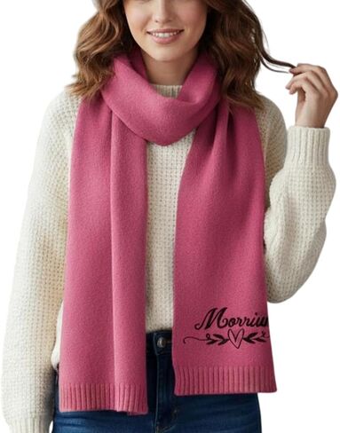 Embroidered Knit Scarf for Women Personalized Monogram Winter Accessories, Idea Gift for Loved Ones in Saudi Arabia