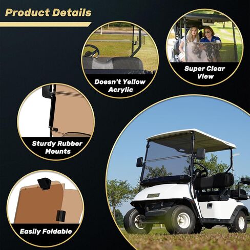 Golf Cart Windshield EZGO TXT Windshield Fits 2014-Up EZGO TXT Golf Cart Prevent UV Ray and Foldable Clear EZ GO Golf Cart Windshield in Kuwait
