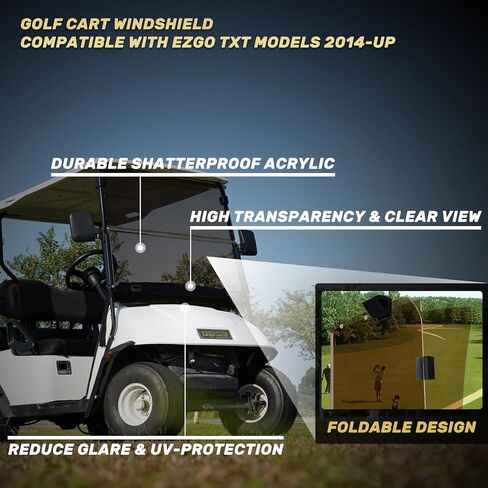 Golf Cart Windshield EZGO TXT Windshield Fits 2014-Up EZGO TXT Golf Cart Prevent UV Ray and Foldable Clear EZ GO Golf Cart Windshield in Kuwait