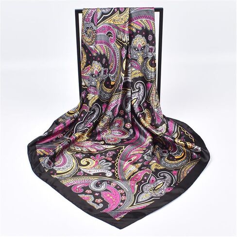35" Satin Large Square Head Scarves Silky Like for Women Neck Scarf Hair Sleeping Silky Paisley Scarves in Saudi Arabia