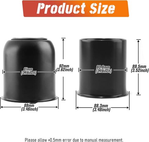 قطعتان من أغطية مركز العجلات مقاس 3.19 بوصة يتم الدفع من خلالها مع 12 مجموعة من صواميل العروة - غطاء محور علوي من الفولاذ المقاوم للصدأ قابل للإزالة/مفتوح الأطراف وصواميل عروة 1/2 بوصة - 20 لحافة عجلة شاحنة SUV RV، (3.62 بوصة ارتفاع و3.52 بوصة ارتفاع) in Kuwait