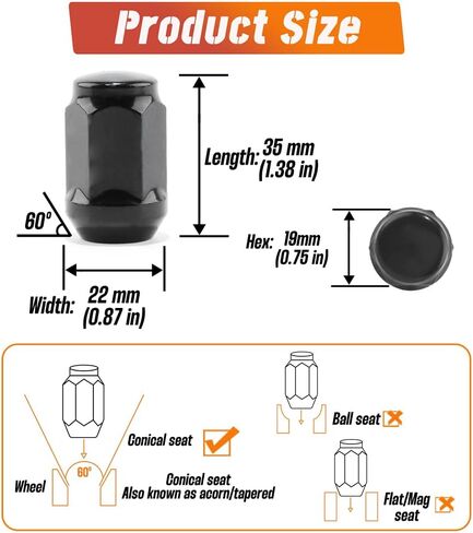 قطعتان من أغطية مركز العجلات مقاس 3.19 بوصة يتم الدفع من خلالها مع 12 مجموعة من صواميل العروة - غطاء محور علوي من الفولاذ المقاوم للصدأ قابل للإزالة/مفتوح الأطراف وصواميل عروة 1/2 بوصة - 20 لحافة عجلة شاحنة SUV RV، (3.62 بوصة ارتفاع و3.52 بوصة ارتفاع) in Kuwait