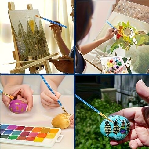 30 Pieces Paint Brush and Pen Set Blue Nylon Bristles Flat Tip and Fine Line for DIY Watercolor Acrylic Craft in Saudi Arabia