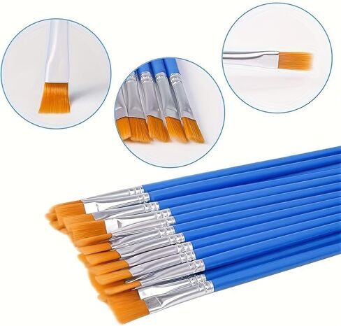 30 Pieces Paint Brush and Pen Set Blue Nylon Bristles Flat Tip and Fine Line for DIY Watercolor Acrylic Craft in Saudi Arabia