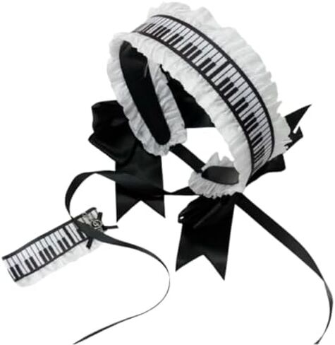 Jirai kei Lolita Style Mini Top Hat Music Note Piano Key Dot Bow Headpiece Gothic Punk Hair Accessory in Saudi Arabia