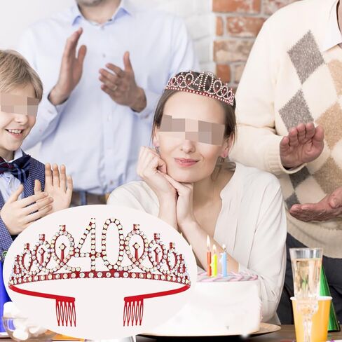 Red 40th Birthday Sash - Women's Princess Crown Queen Tiara Rhinestone Headband - Happy Birthday Decorations for 40 Year Old Party Supplies in Kuwait