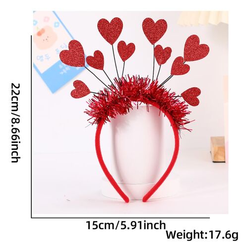 عصابات رأس على شكل قلب لعيد الحب مع 10 قطع من الترتر على شكل قلب أحمر لعيد الحب، وحفلات الزفاف، وأعياد الميلاد، والحفلات - مقاس واحد يناسب الجميع in Kuwait