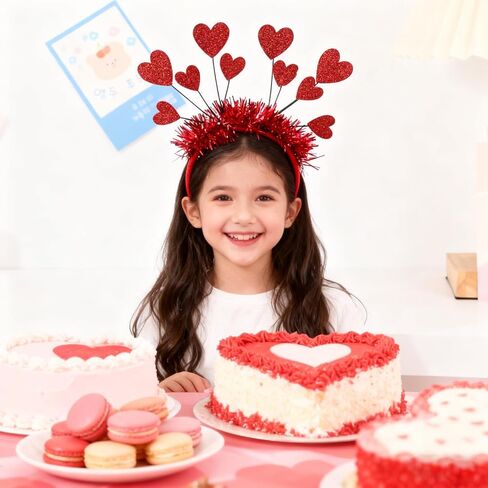 عصابات رأس على شكل قلب لعيد الحب مع 10 قطع من الترتر على شكل قلب أحمر لعيد الحب، وحفلات الزفاف، وأعياد الميلاد، والحفلات - مقاس واحد يناسب الجميع in Kuwait