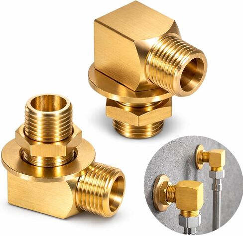2 PCS B-0230-K Wall Mount Faucet Installation Kit - for T&S B-0230 Style 1/2‘’ NPT Faucets Replacement Include 2 PCS 1/2" NPT Short Elbows, Nipples, Lock Nuts, Washers - Brass in Kuwait