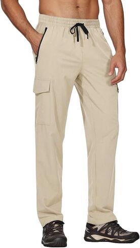 Auxo Men's Hiking Pants Quick Dry Ripstop Cargo Work Pants with Zipper Pockets for Outdoor Fishing Travel Athletic in Kuwait