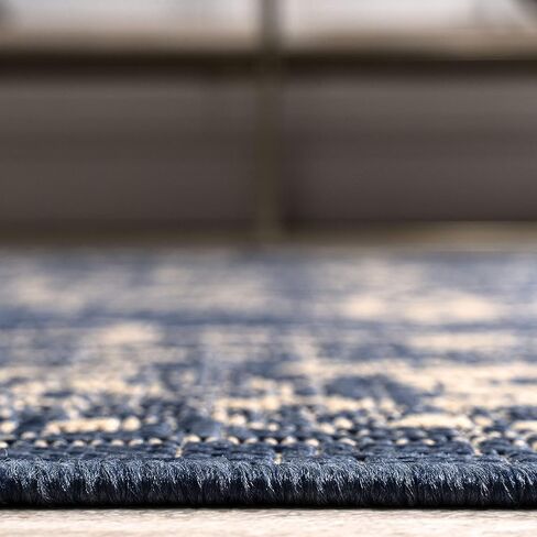 JONATHAN Y Filigree Indoor Outdoor Runner Rug 2X8 Blue/Beige, Galon for Backyard, Patio, Porch, Easy-Cleaning, High Traffic, Pet-Friendly, Non-Shedding (SMB120A-28) in Saudi Arabia