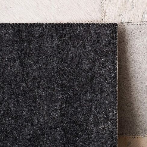 SAFAVIEH Studio Leather Collection 2'3" x 7' Ivory / Silver STL214A Handmade Mid-Century Modern Leather Runner Rug in Saudi Arabia
