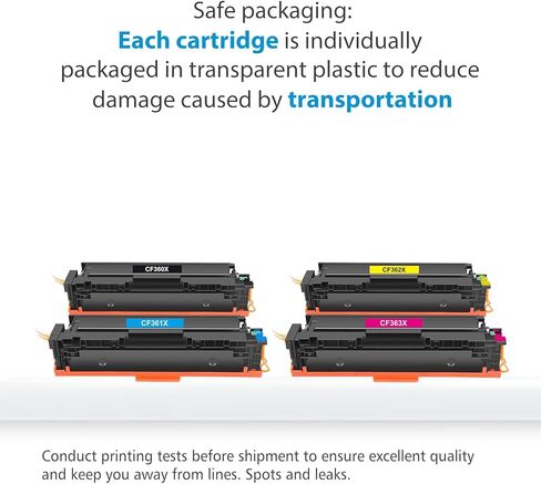 M553 508X Toner Cartridge Set 4-Pack Compatible for HP 508X CF360A CF360X CF361X CF362X CF363X for Laserjet Color M552dn M553dn M553n M553x MFP M577 Toner Printer Ink ( Black Cyan Yellow Magenta ) in Kuwait