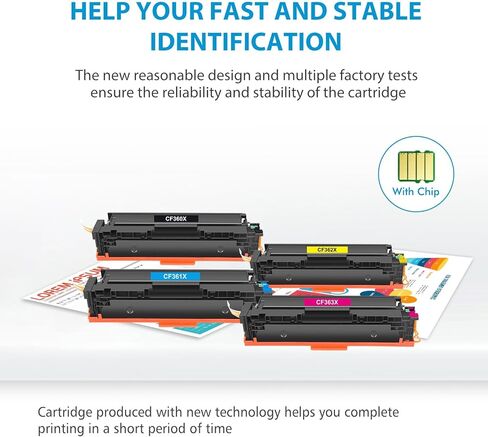 M553 508X Toner Cartridge Set 4-Pack Compatible for HP 508X CF360A CF360X CF361X CF362X CF363X for Laserjet Color M552dn M553dn M553n M553x MFP M577 Toner Printer Ink ( Black Cyan Yellow Magenta ) in Kuwait