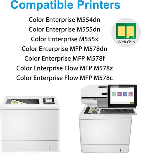 خراطيش حبر 212X مكونة من 4 عبوات عالية الإنتاجية (أسود سماوي وأرجواني أصفر) متوافقة مع طابعة HP Color Laser Jet Enterprise M554dn M555dn M555x Flow MFP M578z M578c M578f M578dn in Kuwait