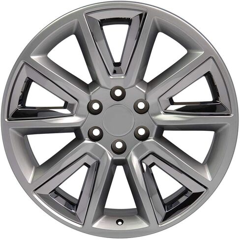 OE Wheels CV73 20 Inch Rims and Tires Fit Tahoe Style 6x139.7 20x8.5 Gloss Hyper Black with Chrome Insert - Hollander 5696 - TS-37 AT 275/55-20 (Set of 4) in Saudi Arabia