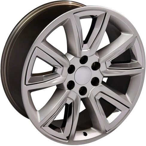 OE Wheels CV73 20 Inch Rims and Tires Fit Tahoe Style 6x139.7 20x8.5 Gloss Hyper Black with Chrome Insert - Hollander 5696 - TS-37 AT 275/55-20 (Set of 4) in Saudi Arabia