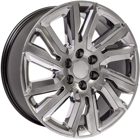OE Wheels CV39 22 Inch Rims and Tires Fit Sierra 1500 Style 6x139.7 22x9 Gloss Hyper Black with Chrome Insert - Hollander 5907 - TS-37 AT 285/45-22 (Set of 4) in Saudi Arabia
