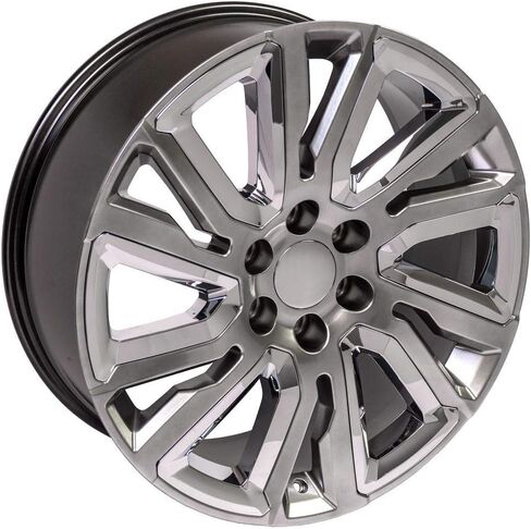 OE Wheels CV39 22 Inch Rims and Tires Fit Sierra 1500 Style 6x139.7 22x9 Gloss Hyper Black with Chrome Insert - Hollander 5907 - TS-37 AT 285/45-22 (Set of 4) in Saudi Arabia