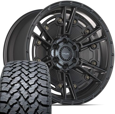 4PLAY Wheels 4PS01 20 Inch Rims and Tires Fit 6x135 & 6x139.7 20x9 Satin Black - TS-37 AT 275/55-20 (Set of 4) in Kuwait