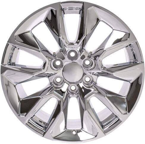 إطارات وإطارات OE Wheels CV32 مقاس 20 بوصة تناسب Silverado 1500 RST Style 6x139.7 20x9 Chrome - Hollander 5916 - TS-37 AT 275/55-20 (مجموعة من 4) in Saudi Arabia