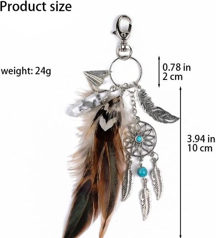 1 قطعة براون زاك المفاتيح بوهو ريشة حلم الماسك سلاسل المفاتيح همسة اليد Charms قلادة كيرينغ لحقيبة الظهر in Kuwait