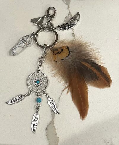 1 قطعة براون زاك المفاتيح بوهو ريشة حلم الماسك سلاسل المفاتيح همسة اليد Charms قلادة كيرينغ لحقيبة الظهر in Kuwait