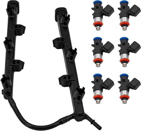 3.6L Fuel Injection Fuel Rail with Injectors fits for Dodge Charger Challenger 2011-2019 fits for Jeep Grand Cherokee 2011-2024 fits for Chrysler 200 300 2011-2019 53034198AC 5184085AD in Kuwait
