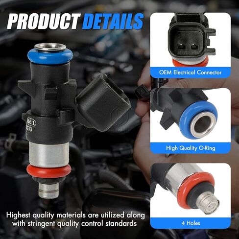 Sorghum Fuel Injectors Set of 6 Compatible with Jeep Grand Cherokee 2011-2019 Wrangler Ram 1500 2013-2019 Chrysler 200 Town & Country Dodge Grand Caravan Charger Replace# 0280158233 05184085AC in Kuwait