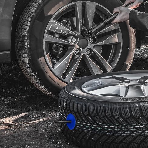 24 قطعة من مجموعة رقعة قابس الإطارات لإصلاح إطارات السيارات، مسمار الفطر 0.14 بوصة × 1.42 بوصة، 0.22 بوصة × 1.82 بوصة، 0.3 بوصة × 2.37 بوصة سيقان ملفوفة (8 قطع لكل واحدة) لسيارة دراجة نارية شاحنة حافلة، إطارات زراعية in Kuwait