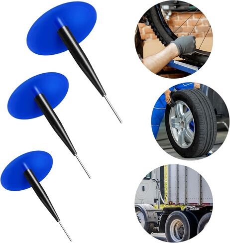 24 قطعة من مجموعة رقعة قابس الإطارات لإصلاح إطارات السيارات، مسمار الفطر 0.14 بوصة × 1.42 بوصة، 0.22 بوصة × 1.82 بوصة، 0.3 بوصة × 2.37 بوصة سيقان ملفوفة (8 قطع لكل واحدة) لسيارة دراجة نارية شاحنة حافلة، إطارات زراعية in Kuwait