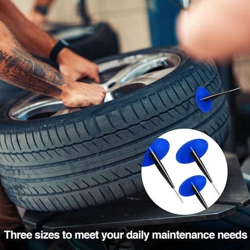 24 قطعة من مجموعة رقعة قابس الإطارات لإصلاح إطارات السيارات، مسمار الفطر 0.14 بوصة × 1.42 بوصة، 0.22 بوصة × 1.82 بوصة، 0.3 بوصة × 2.37 بوصة سيقان ملفوفة (8 قطع لكل واحدة) لسيارة دراجة نارية شاحنة حافلة، إطارات زراعية in Kuwait